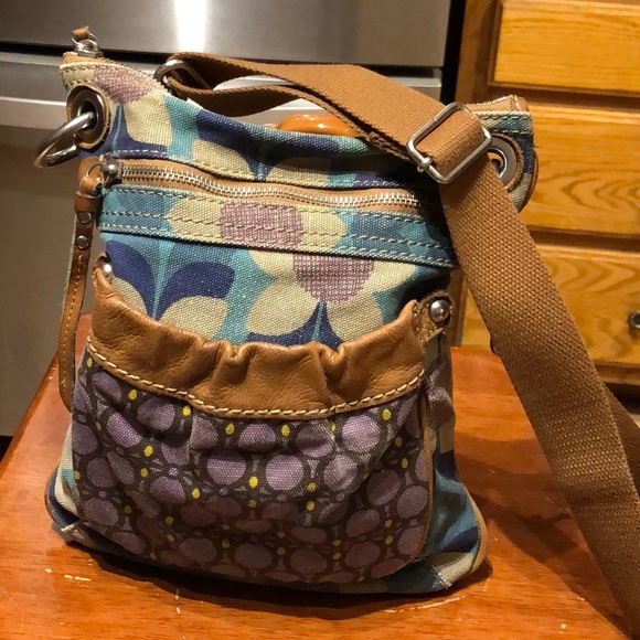 FOSSIL CANVAS & LEATHER CROSSBODY - Picture 2 of 8